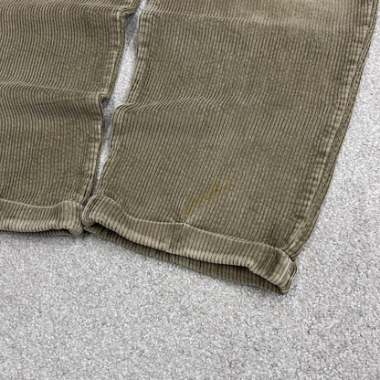 Baggy pleated corduroy pants wide leg Khaki Wide wale chunky jumbo cord trousers preppy