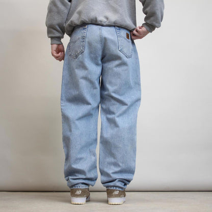 Blue Carhartt jeans W36L34 loose thick 90s vintage style denim 5 pocket pants 100% cotton workwear