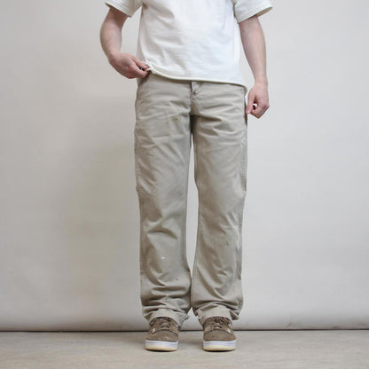 Mens Carhartt carpenter pants W32 L34 beige relaxed skater style cargos