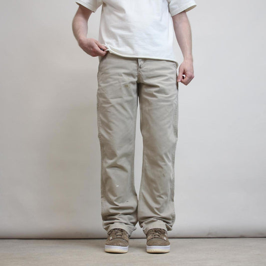 Mens Carhartt carpenter pants W32 L34 beige relaxed skater style cargos