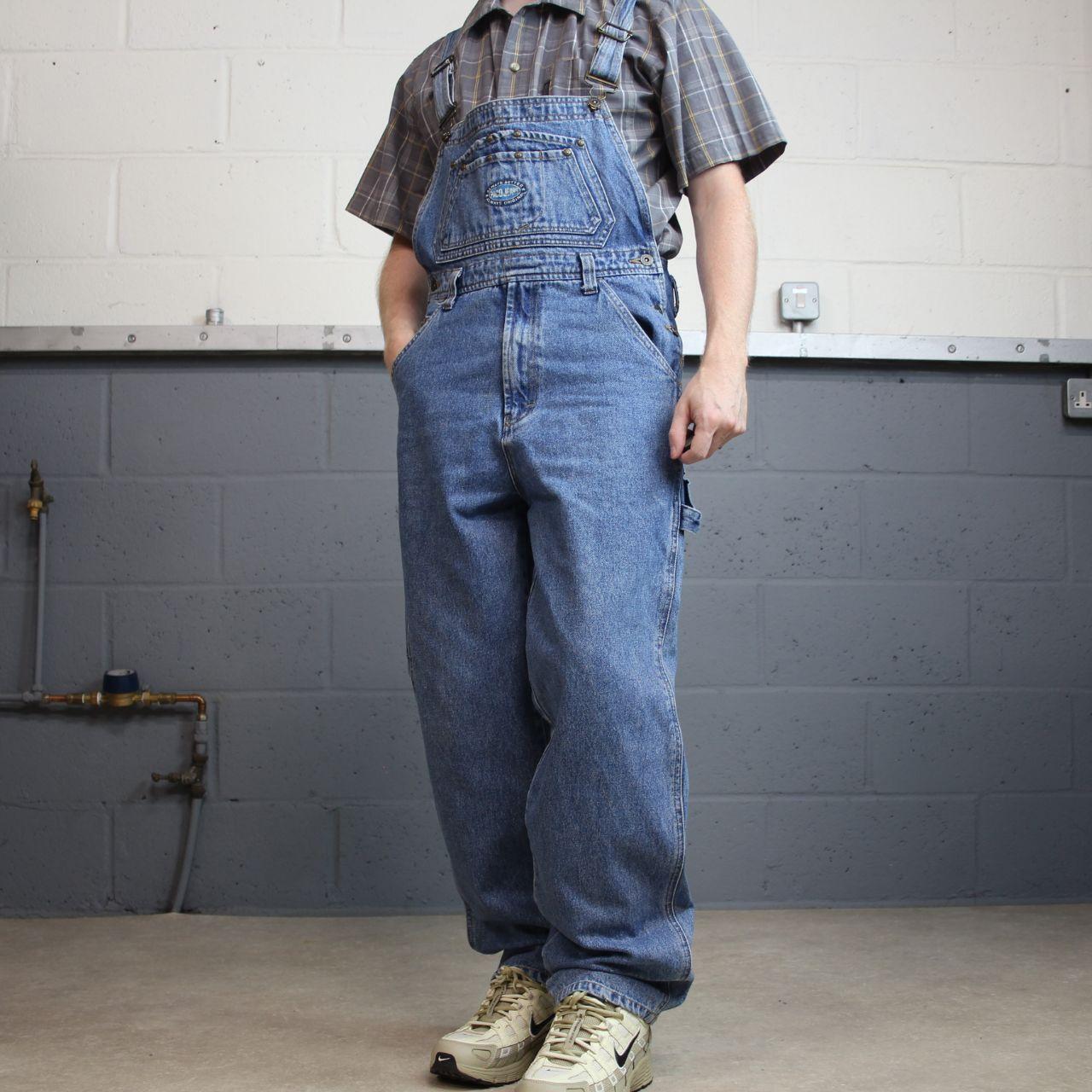 PACO baggy dungarees y2k blue denim overalls Vintage workwear bib & brace utility