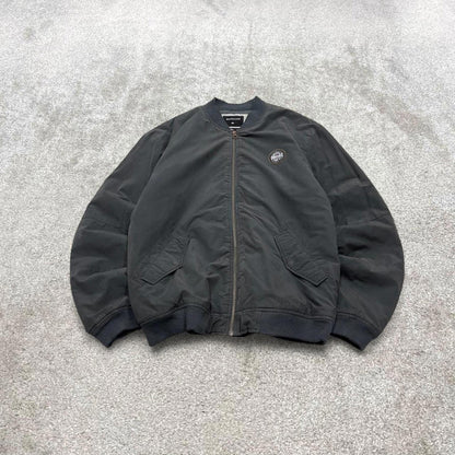 Y2K Quiksilver technical bomber jacket grey Fleece lined windbreaker bomber coat