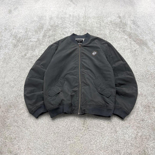 Y2K Quiksilver technical bomber jacket grey Fleece lined windbreaker bomber coat
