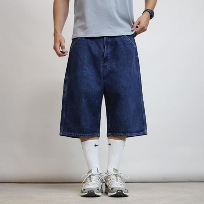 Mens Baggy Dickies carpenter shorts W38 thick blue denim jorts long over knee