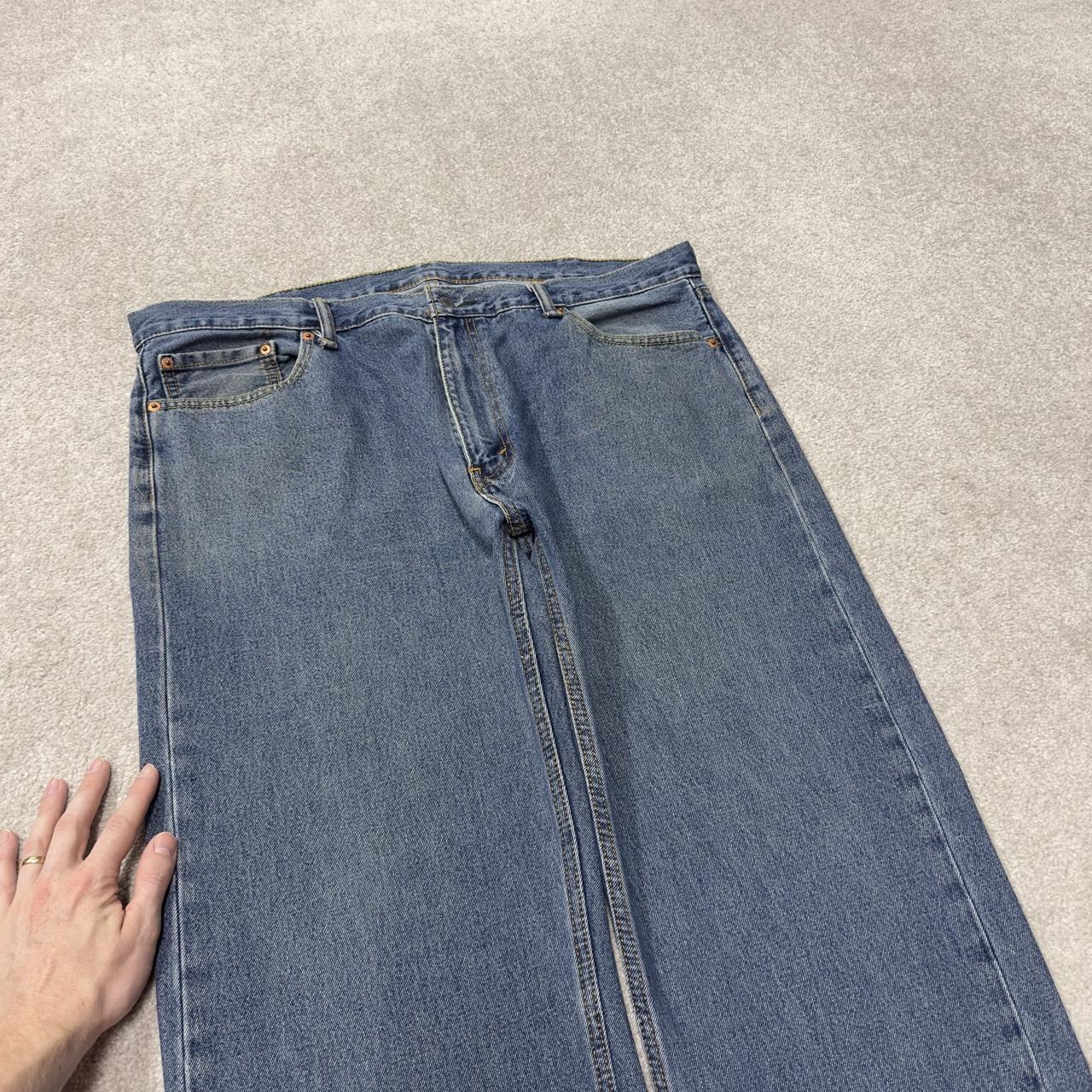 Y2K Levi’s 505 jeans W42L32 blue 100% cotton straight fit 5 pocket belt loops red tab logo