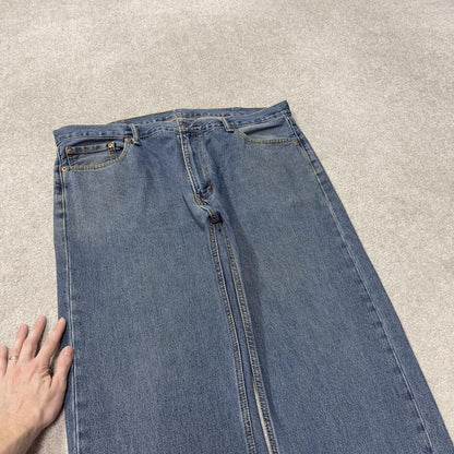 Y2K Levi’s 505 jeans W42L32 blue 100% cotton straight fit 5 pocket belt loops red tab logo