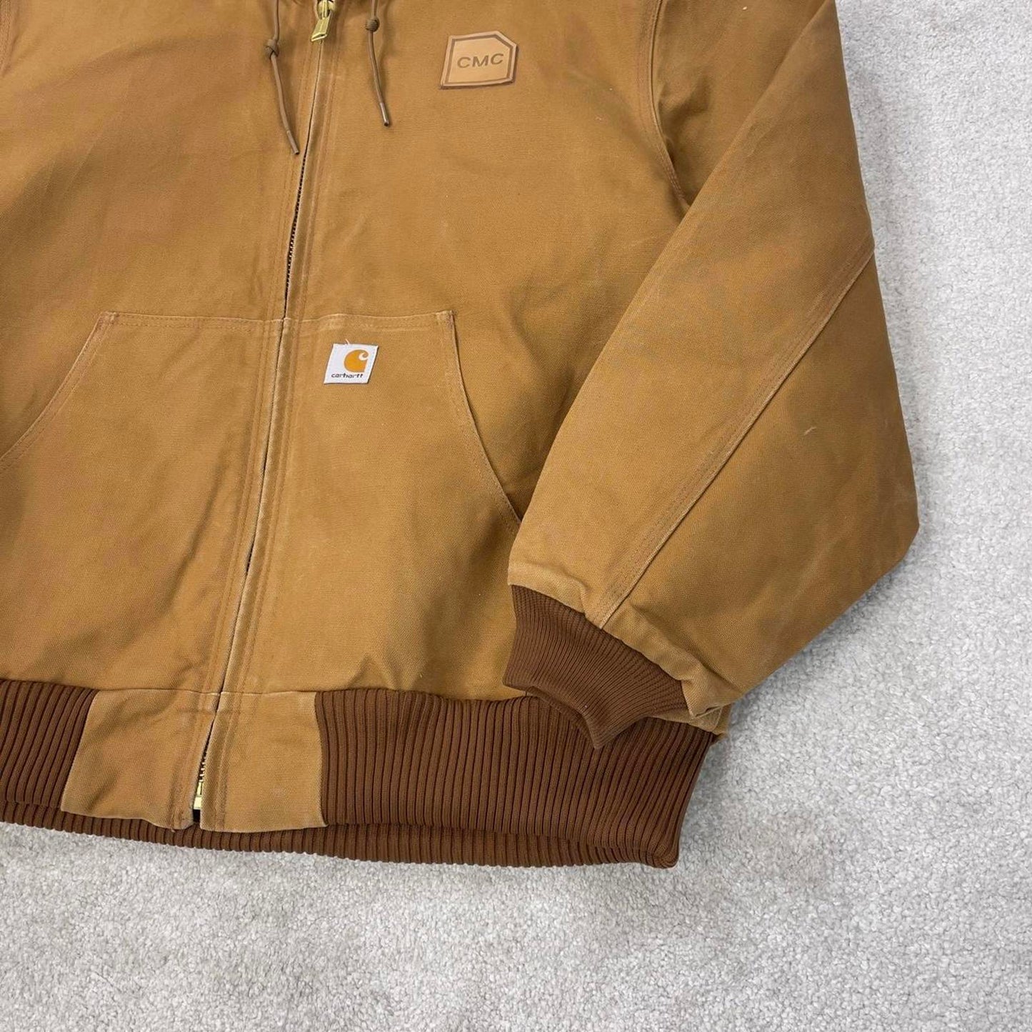 Vintage Carhartt hooded active jacket XL Hamilton Brown canvas bomber