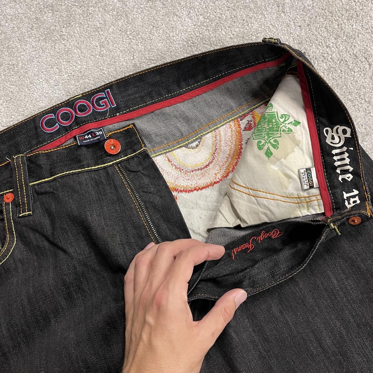 Baggy COOGI embroidered jeans y2k W44L35 black Japanese style embroidered Chinese dragon design