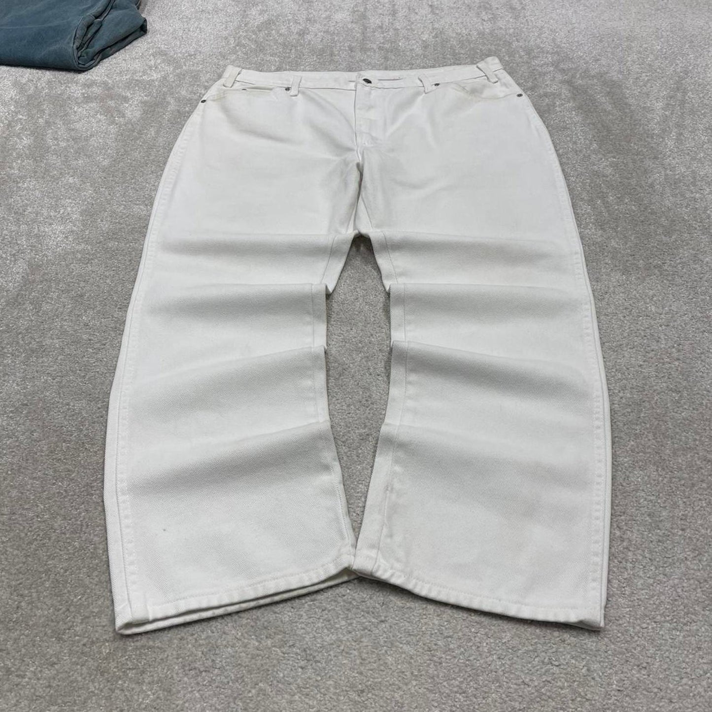 White Dickies jeans W40L30 loose white 90s skater style pants patch logo workwear