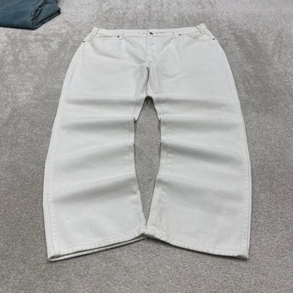 White Dickies jeans W40L30 loose white 90s skater style pants patch logo workwear