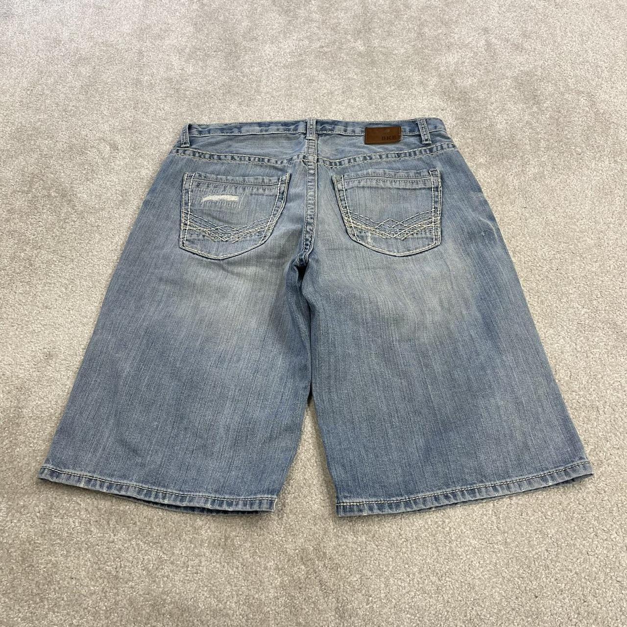 Baggy denim shorts y2k embroidered blue BKE Derek ripped style surf jorts