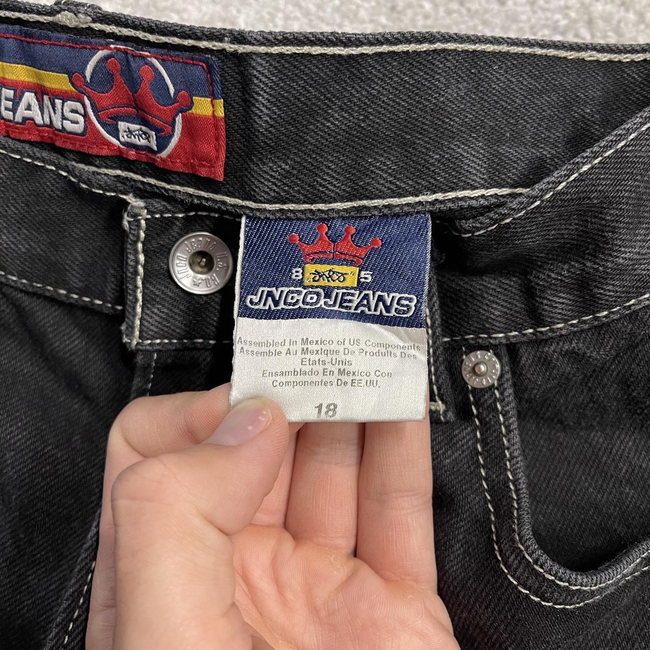 Y2K JNCO denim shorts tribal crown black Vintage loose embroidered logo summer jorts