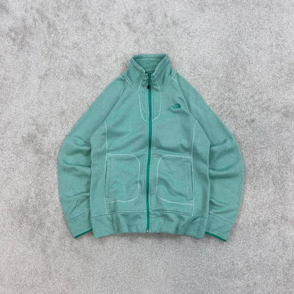 The North Face technical fleece Medium green Women's full zip up y2k style autumn outdoors hiking