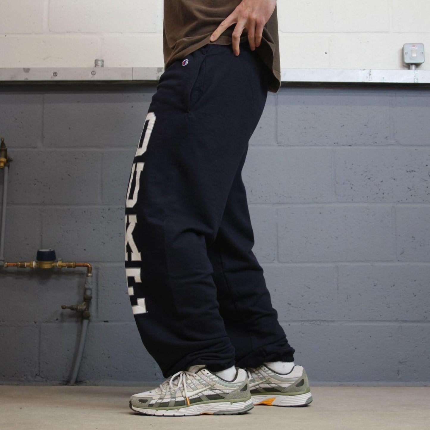 Champion sweatpants loose navy joggers Loose floaty embroidered logo Duke tracksuit bottoms