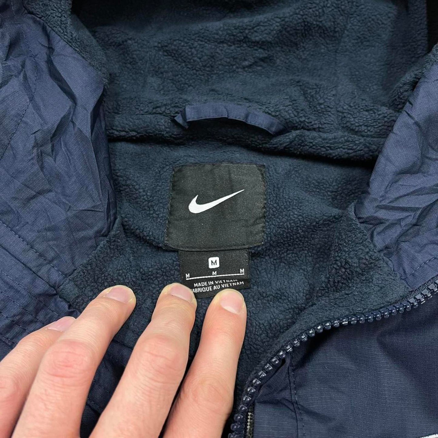 00s Nike technical windbreaker jacket Medium men's navy y2k hooded full zip up coat technical
