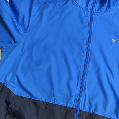 Columbia technical windbreaker jacket Medium men's navy blue two tone hooded lightweight