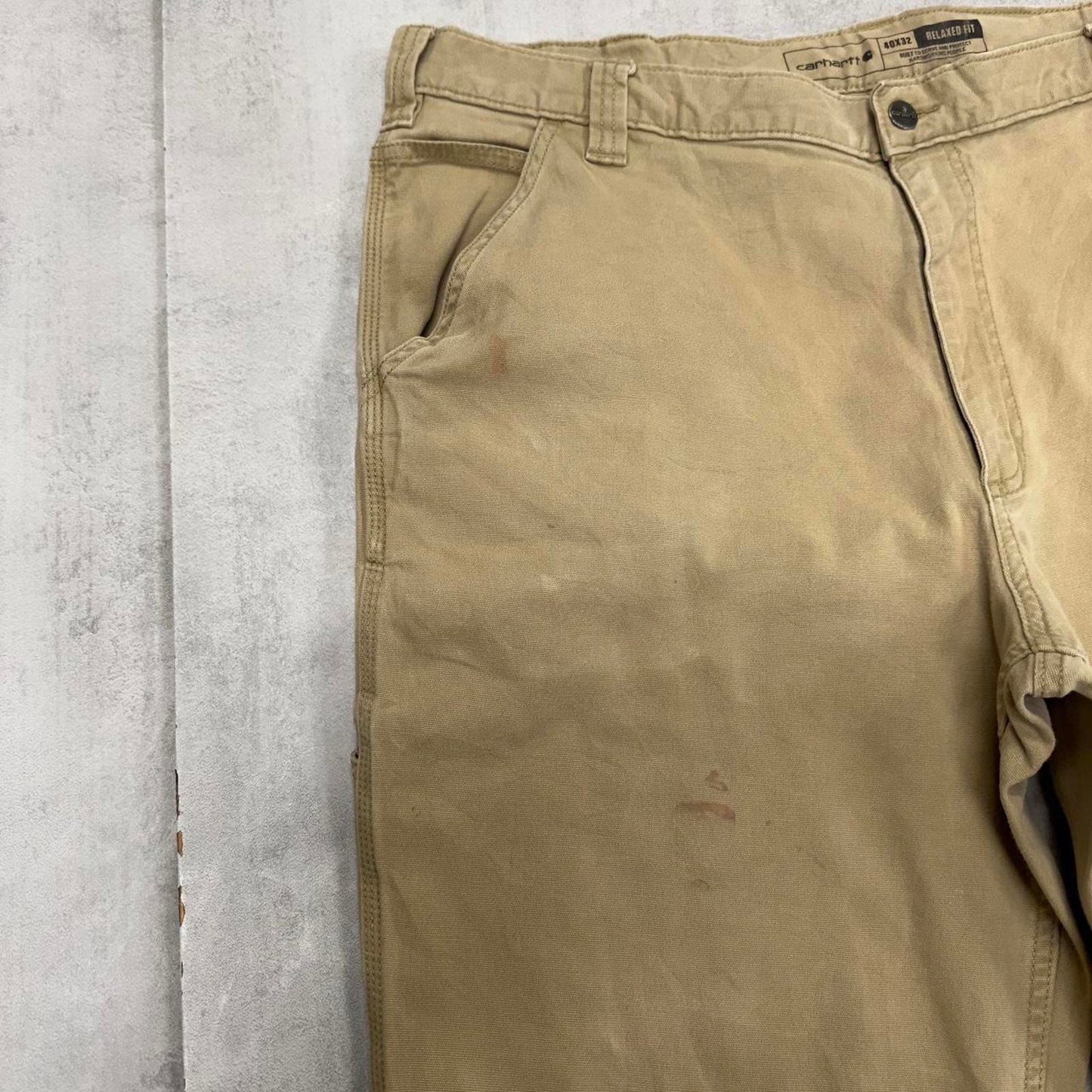 Tan Carhartt carpenter trousers W40L30 loose relaxed skater pants patch logo