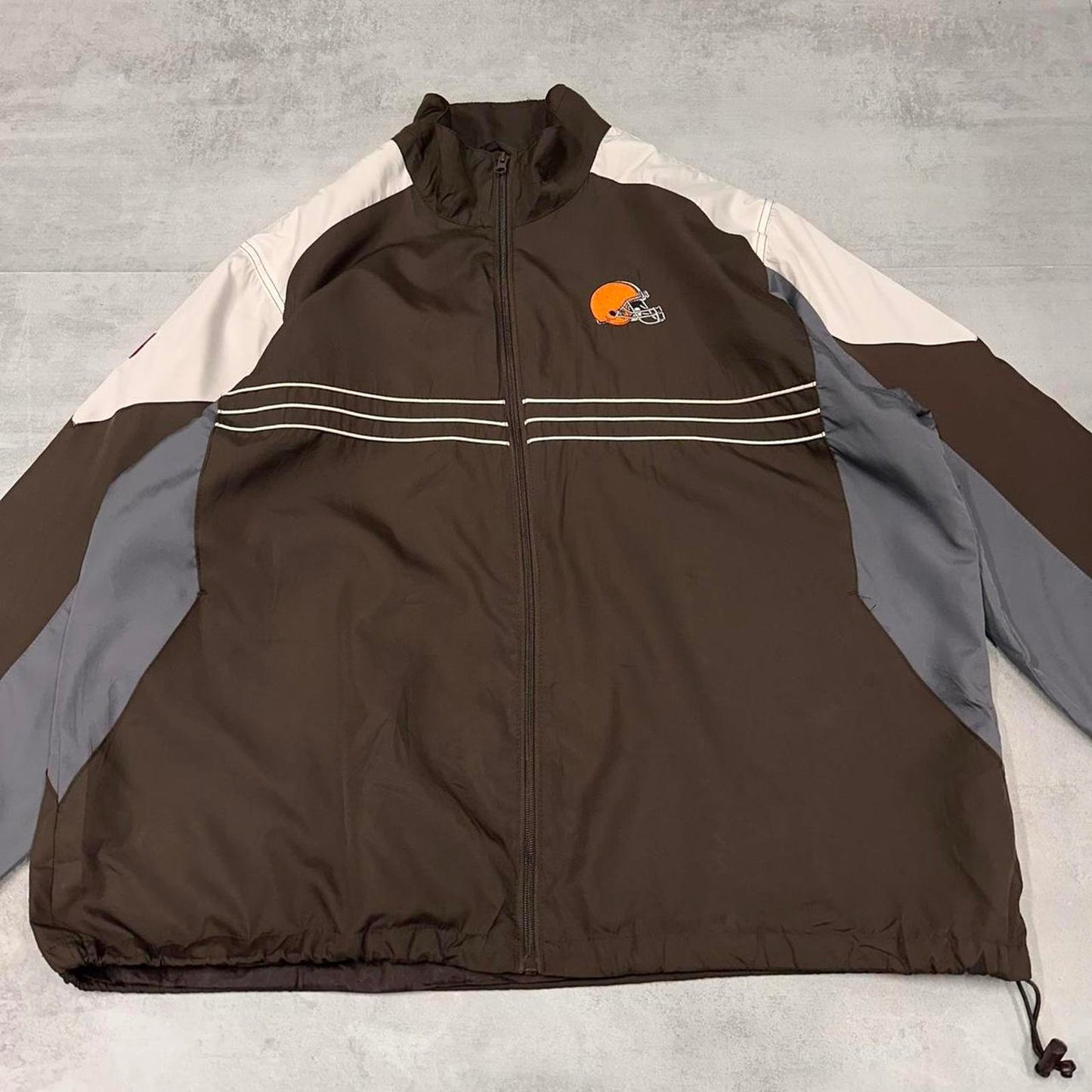 Cleveland Browns NFL windbreaker jacket XL brown adjustable tech coat American Football tracksuit