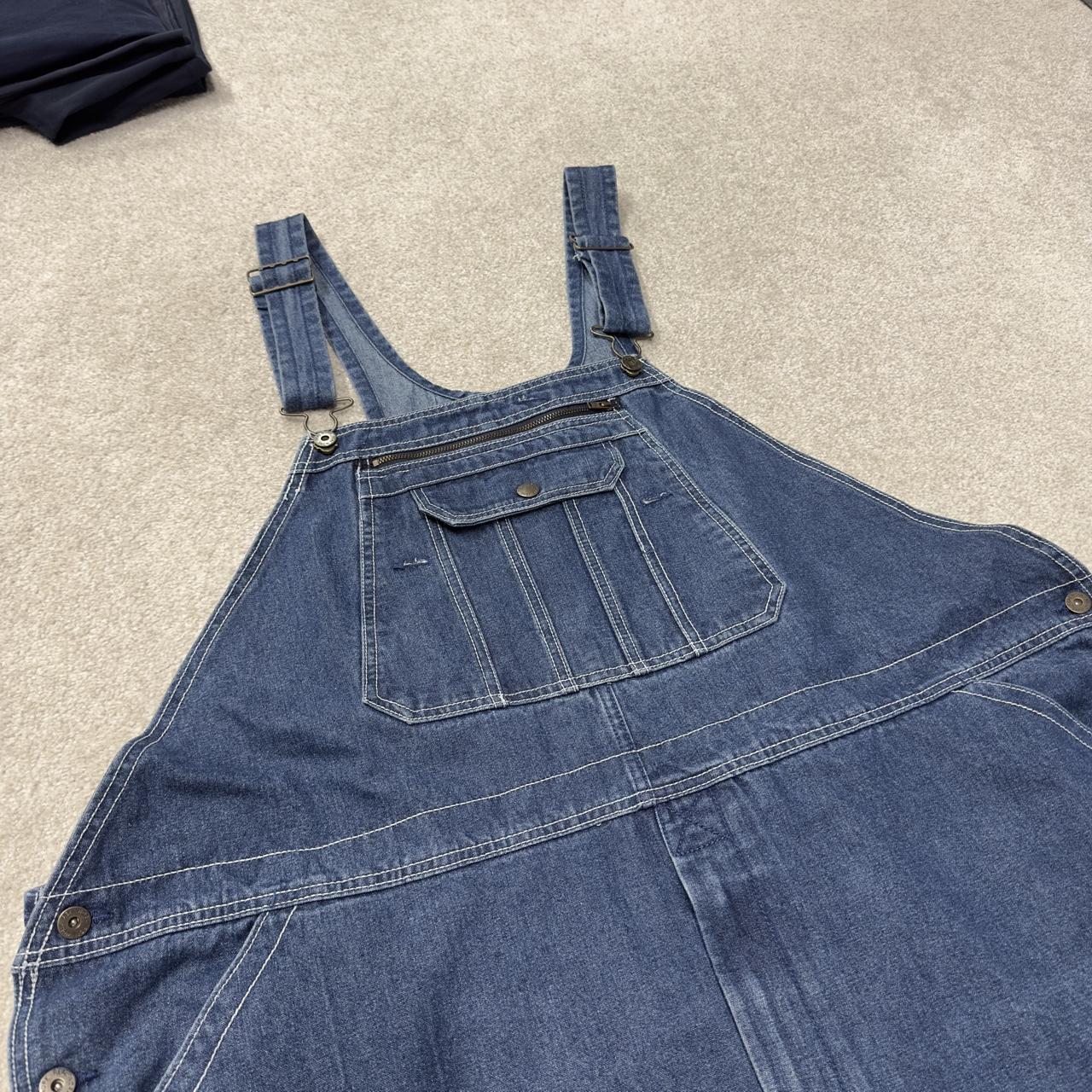 Vintage y2k denim dungarees loose leg blue Real Work workwear bib & brace overalls utility