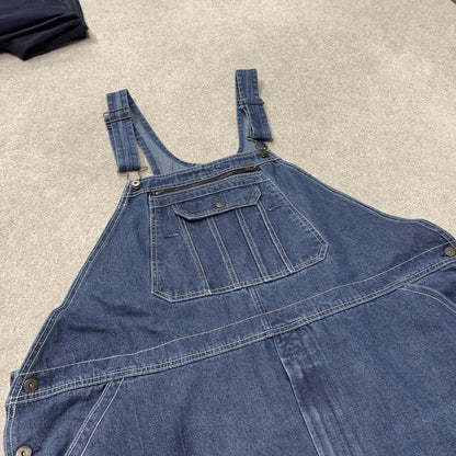 Vintage y2k denim dungarees loose leg blue Real Work workwear bib & brace overalls utility