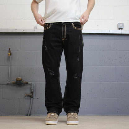 Black Ace of Diamond embroidered jeans W36L30