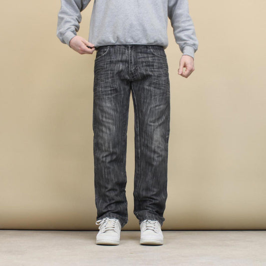 Grey Southpole jeans W32L32 Y2K straight leg 90s style stich detail