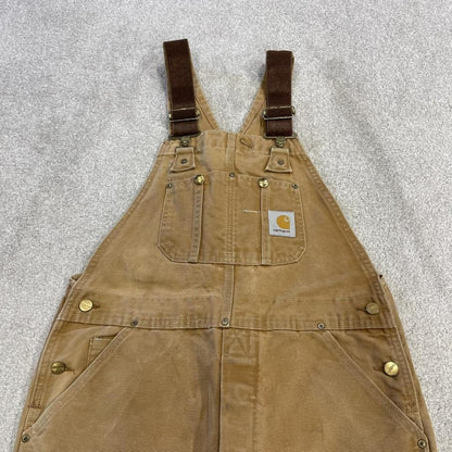 Vintage Carhartt dungarees tan brown overalls Bib & brace utility workwear farmer