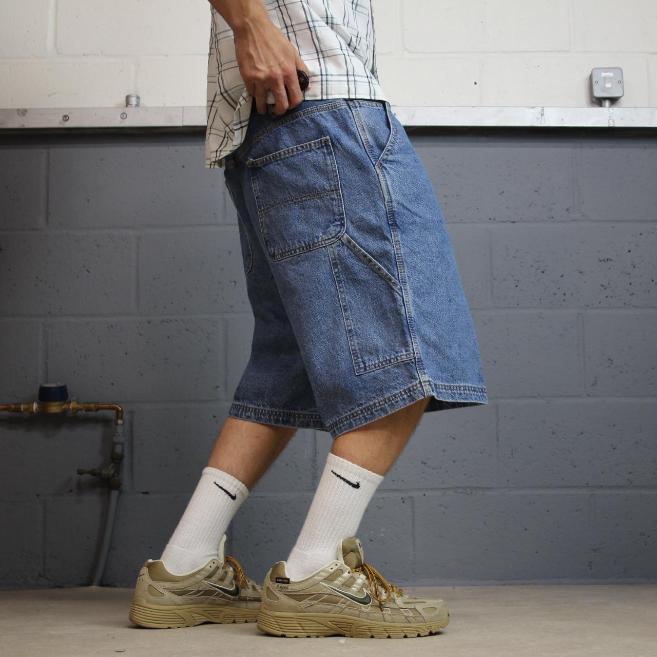 Y2K baggy denim shorts carpenter blue Rugged Wear skater surf jorts summer