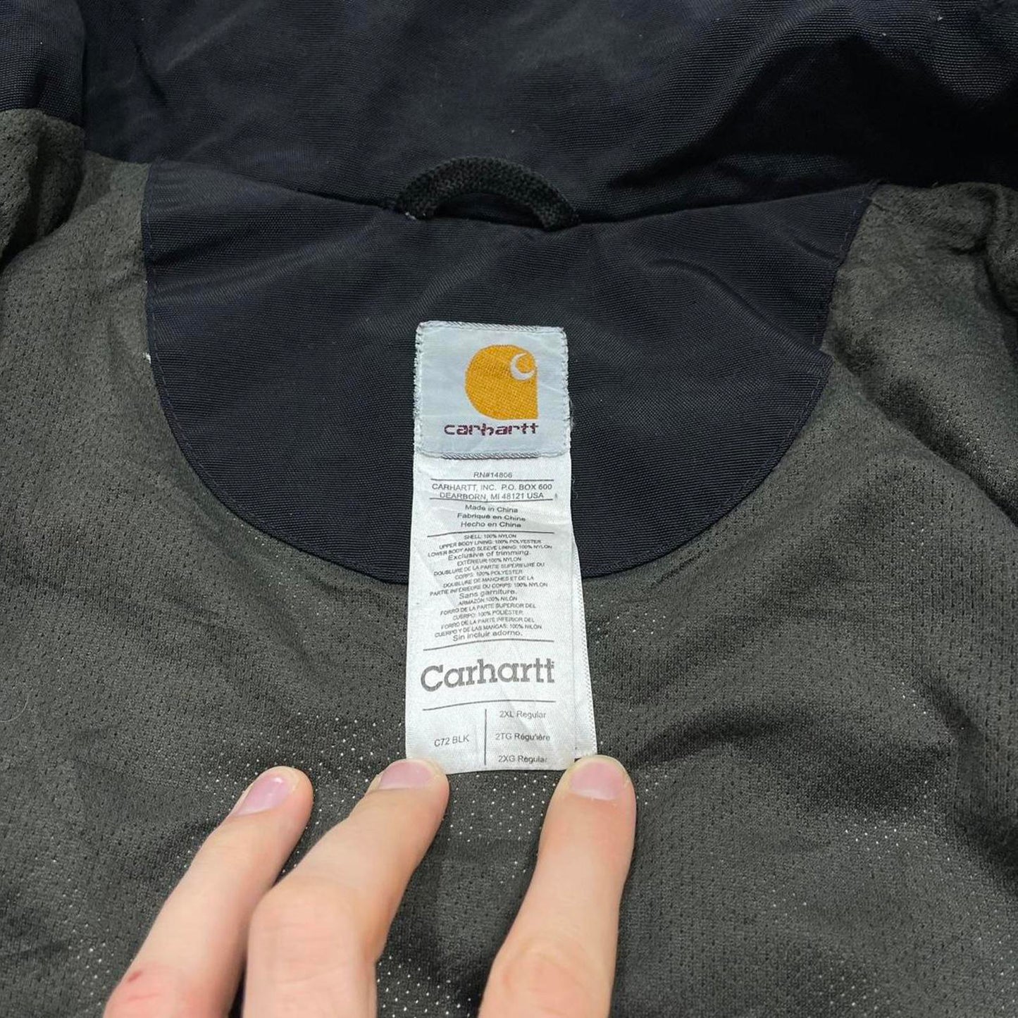 00s Carhartt hooded waterproof jacket XXL black windbreaker technical outdoors coat workwear