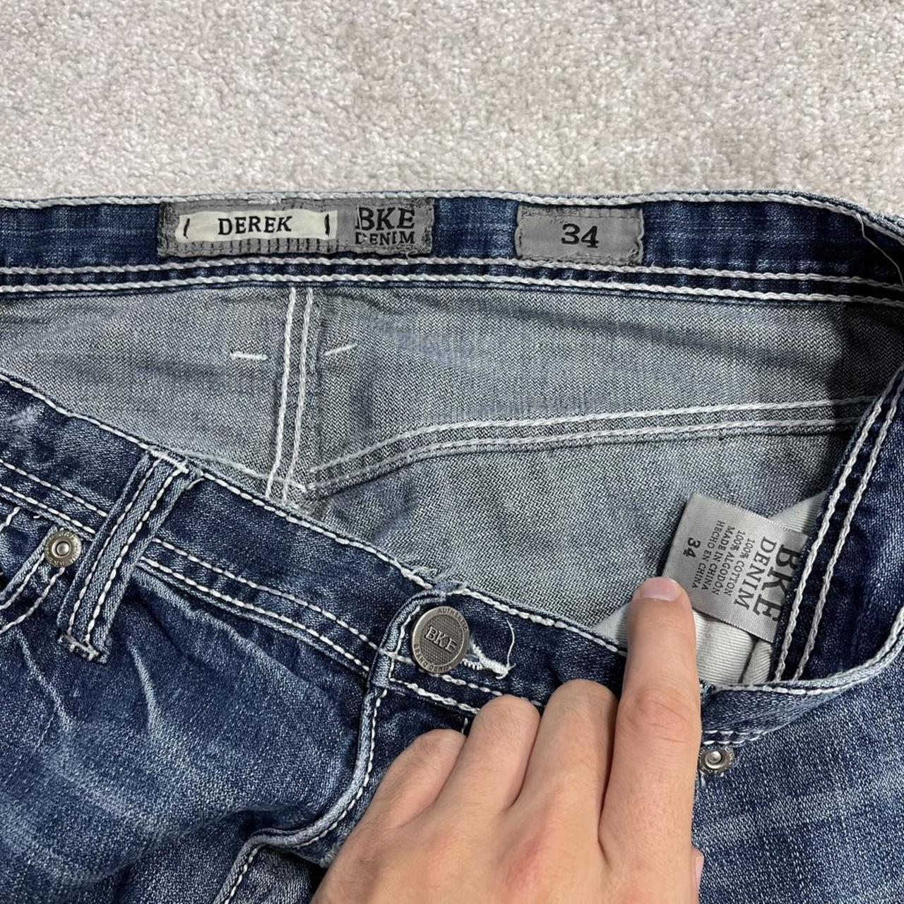 BKE baggy denim shorts y2k white stitch blue Surf summer style jorts perfect for festival