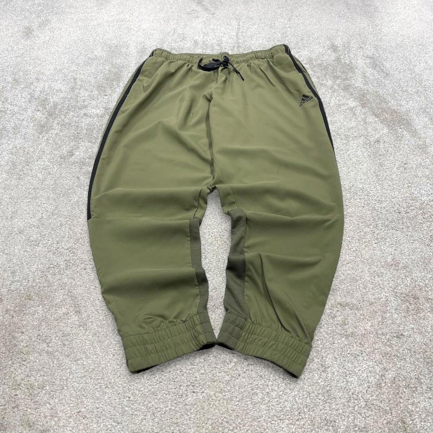 00s Adidas tracksuit bottoms khaki 2XL loose y2k style joggers track pants trackies