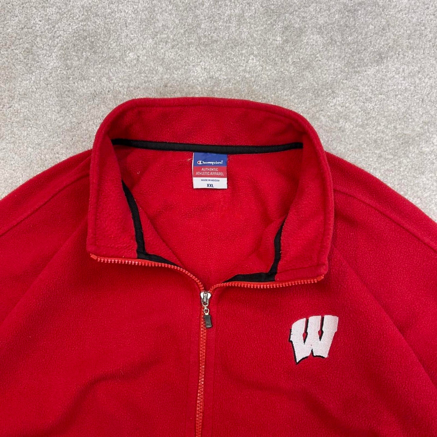 Red Champion technical fleece XXL 1/2 zip up y2k style autumn adjustable waist