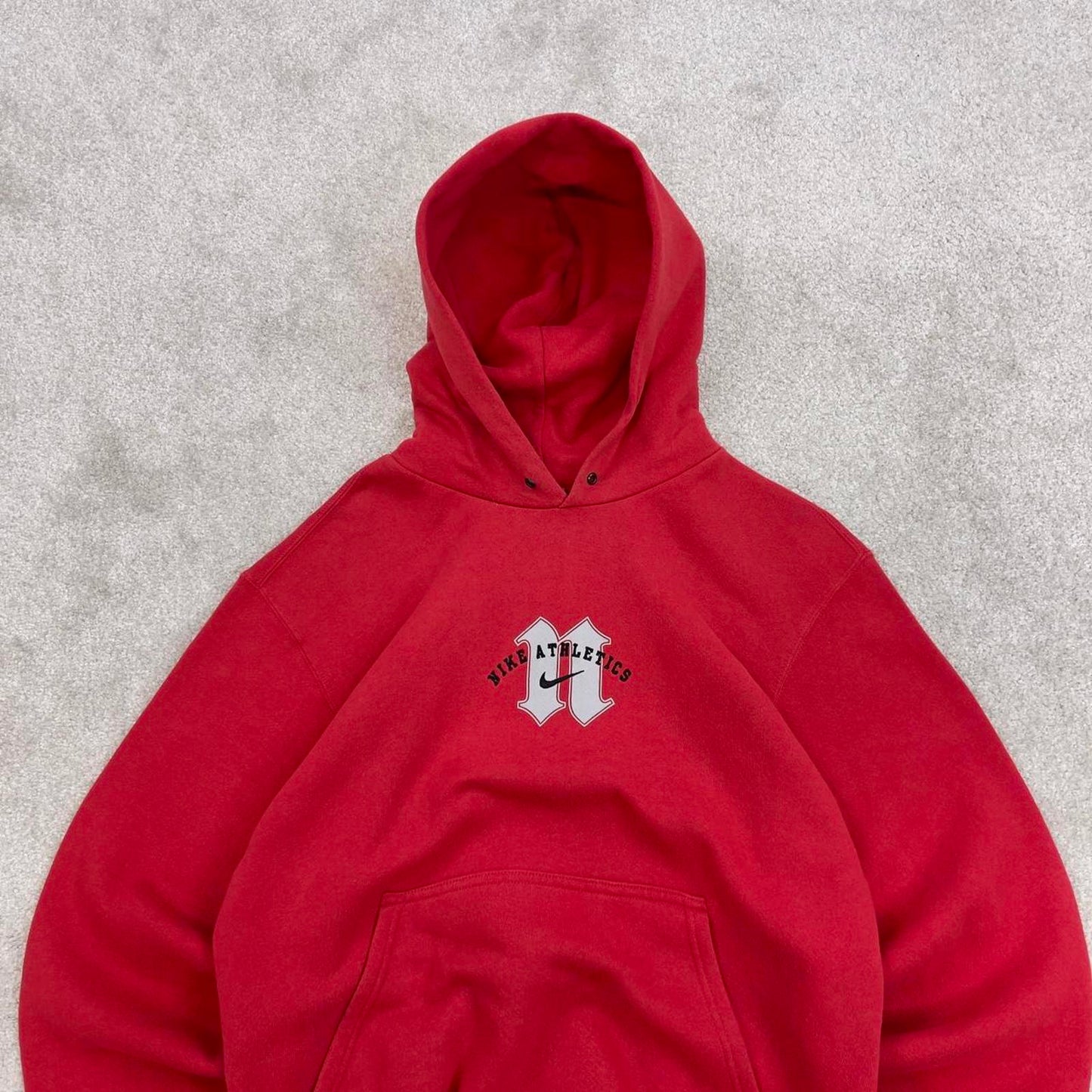 Red Nike Athletics hoodie Small boxy y2k 00s pull over hooded sweatshirt embroidered Swoosh logo