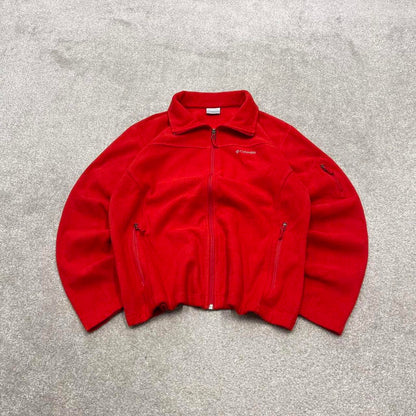 00s Columbia technical fleece XL women's red full zip up y2k style autumn