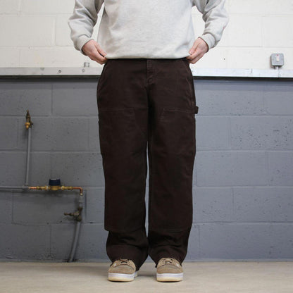 Brown Carhartt double knee carpenter jeans women's 14 90s style canvas cargos