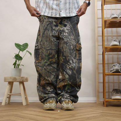 Vintage baggy camo cargo hunting pants Loose leg field staff mossy oak camouflage combat trousers
