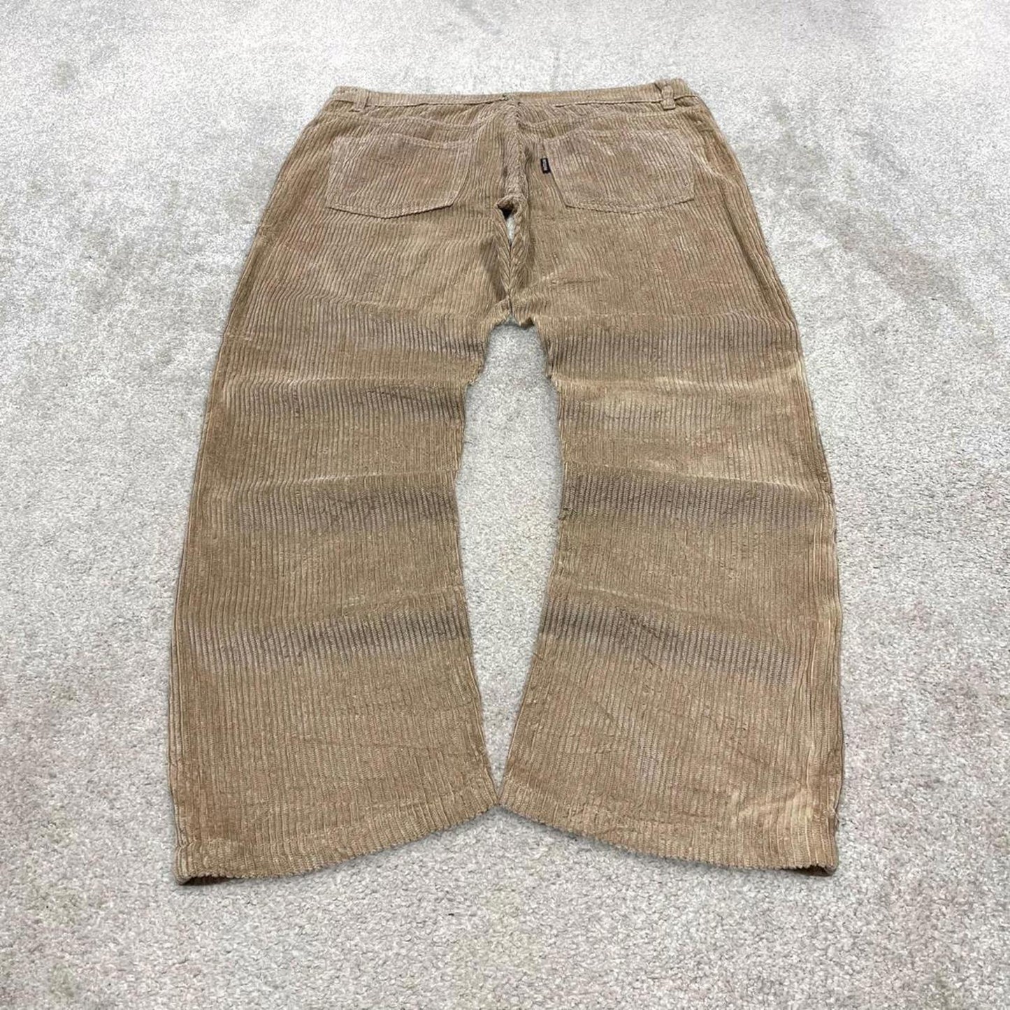 Baggy Integral corduroy pants W36L30 beige wide wale jumbo cord trousers 90s skater style