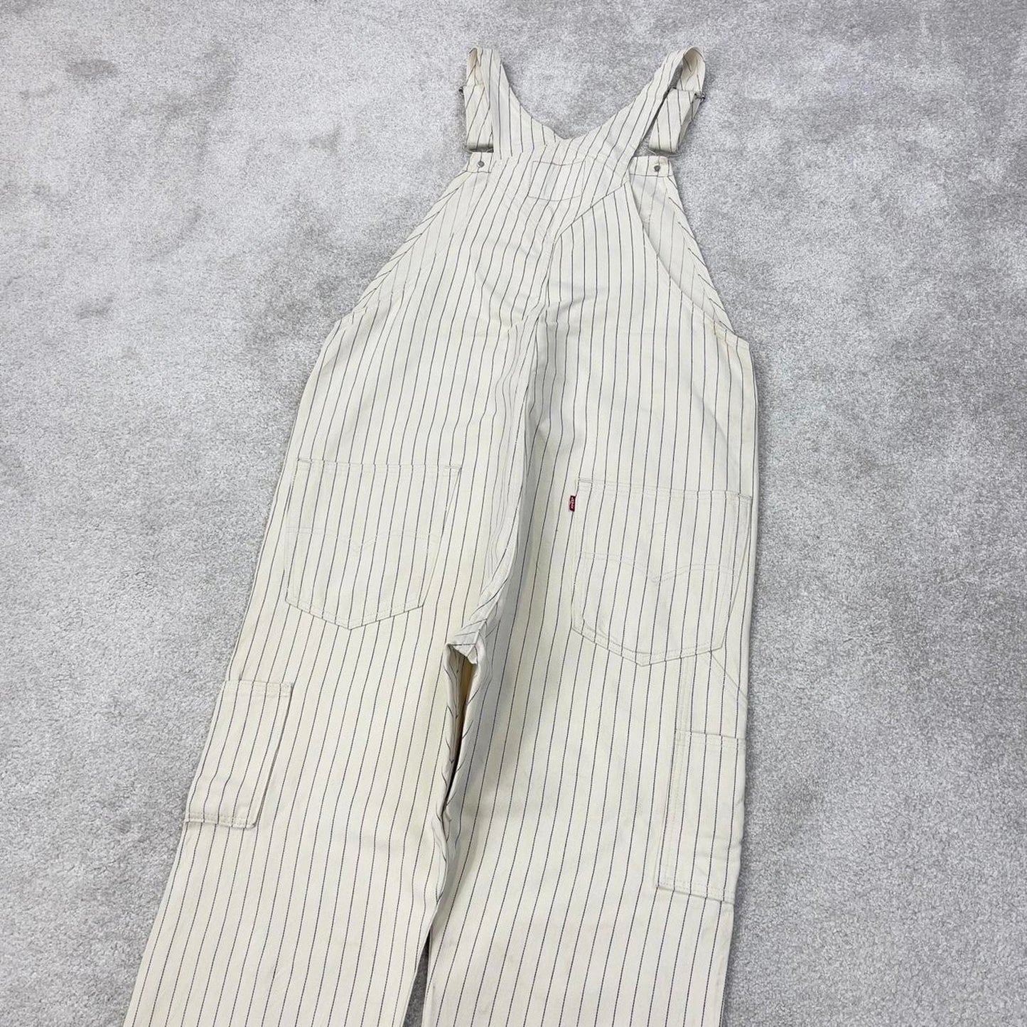 Vintage Levis dungarees XL W40L31 Beige Striped mens denim overalls