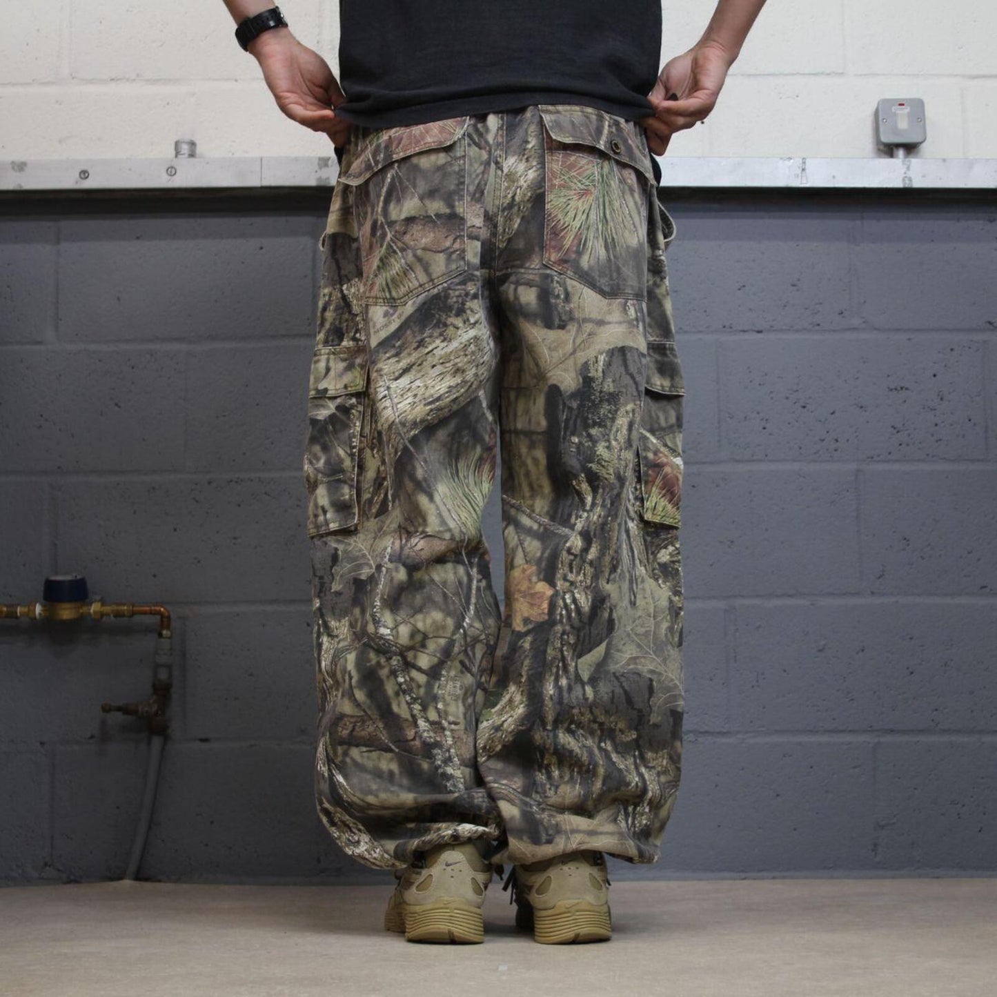 Baggy camo cargo pants Mossy Oak XL green Loose floaty tree camouflage combat trousers