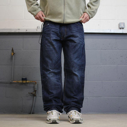 Y2K Rocawear jeans straight leg blue Denim embroidered skater style pants