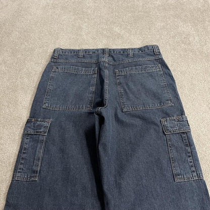 Wrangler baggy cargo pants y2k blue W36L32 Loose fit 100% cotton denim skater work pants utility