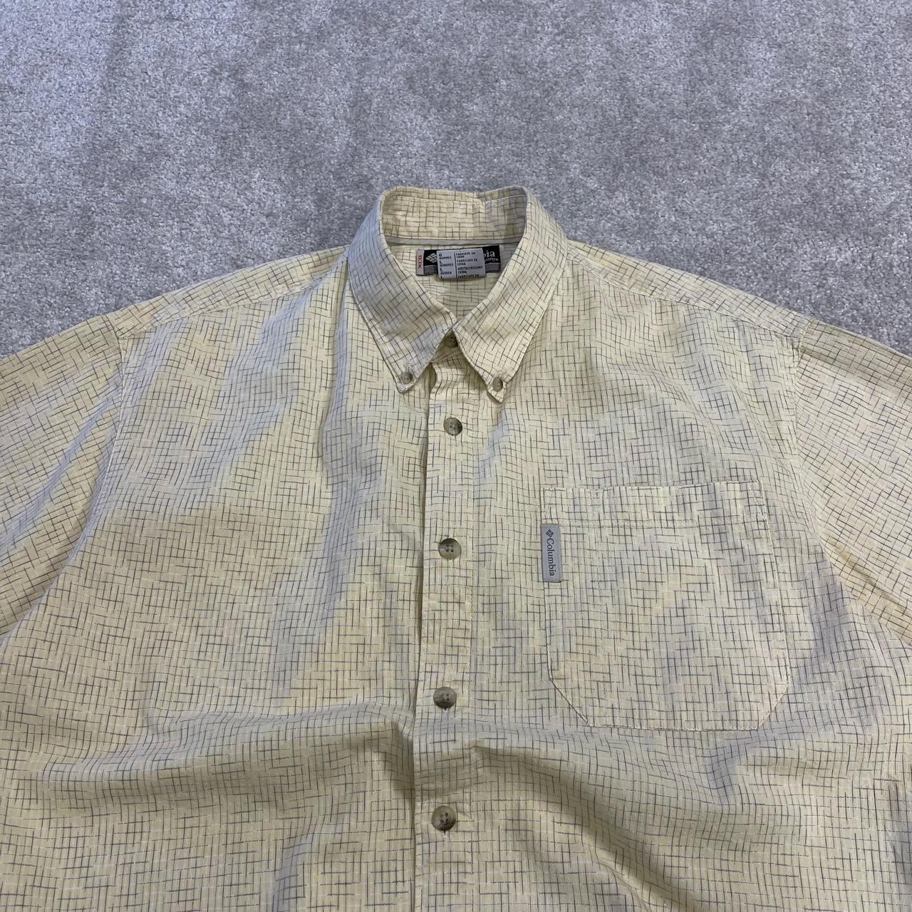 Columbia pattern boxy short sleeve shirt yellow Y2K festival style button down summer shirt