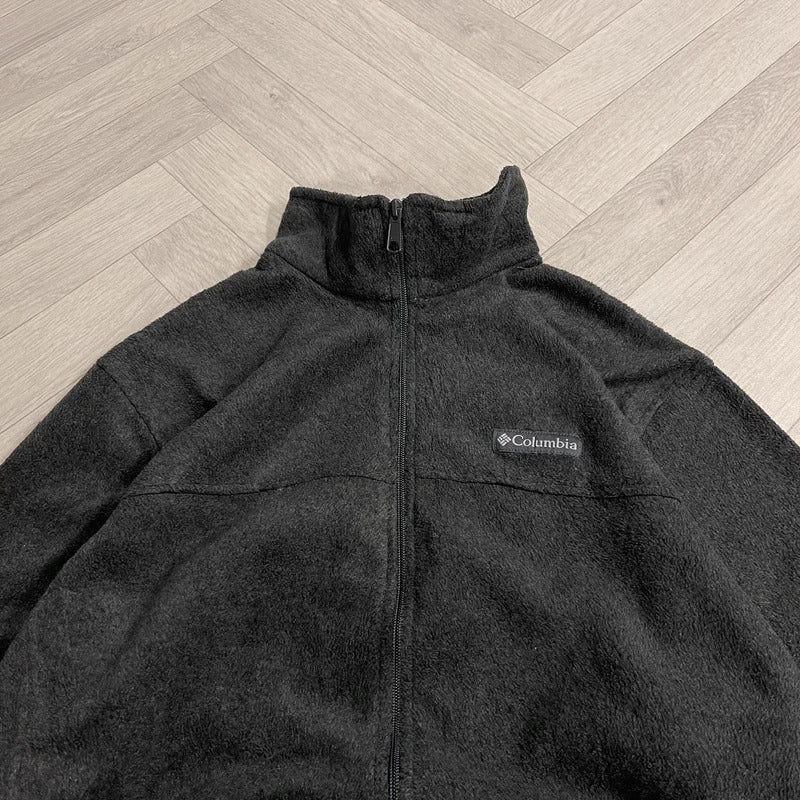 Y2K Columbia technical fleece L men’s grey full zip up autumn adjustable waist
