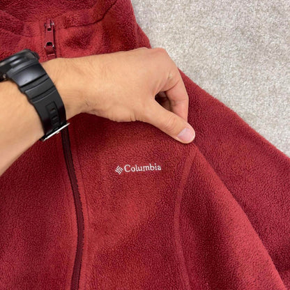 Red Womens Columbia technical full zip fleece Medium y2k style autumn