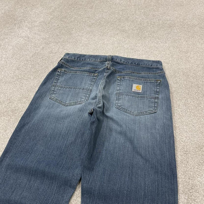 Y2k Carhartt jeans denim work pants blue Relaxed denim workwear pants white patch logo