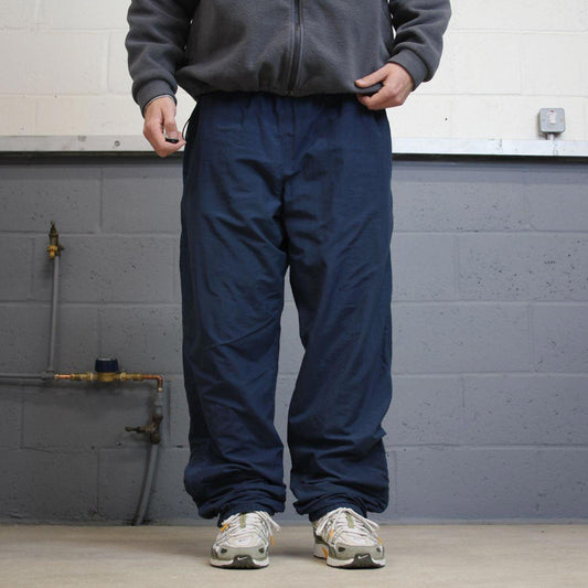 Baggy Trackies XL navy Outersport y2k 00s style loose fleece lined wide leg joggers logo