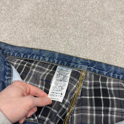 Y2K baggy Carhartt denim jeans blue Loose relaxed fit flannel lined skate style workwear pants