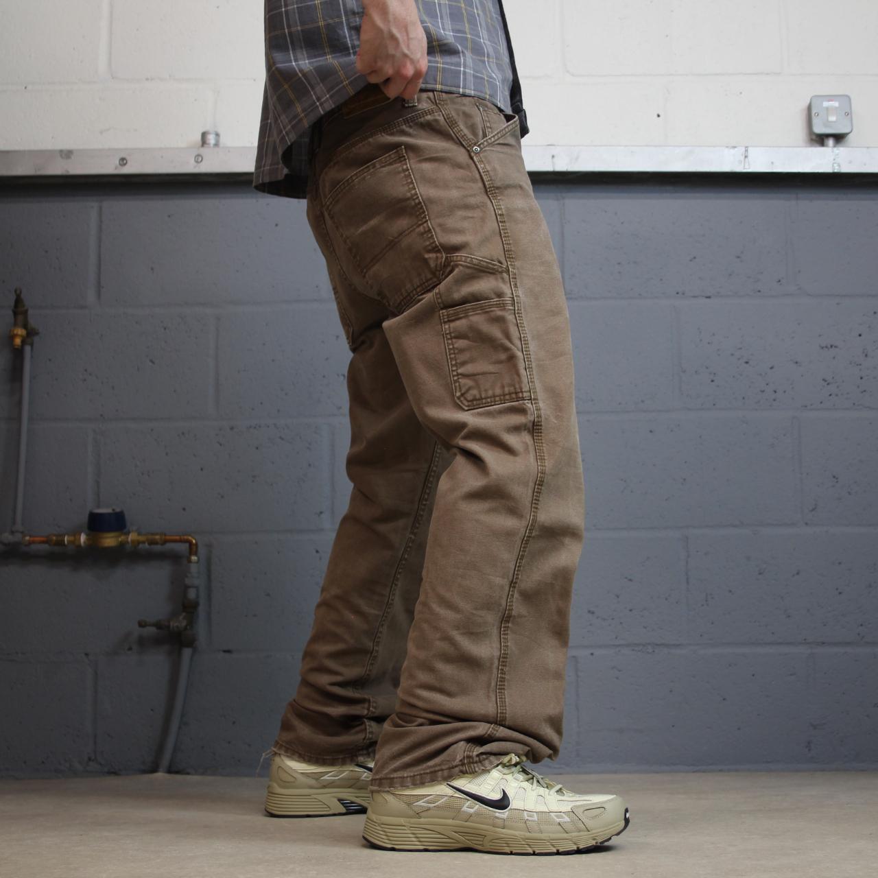 Brown Y2K denim carpenter jeans W34L32 Schmidt Workwear straight leg canvas skater pants
