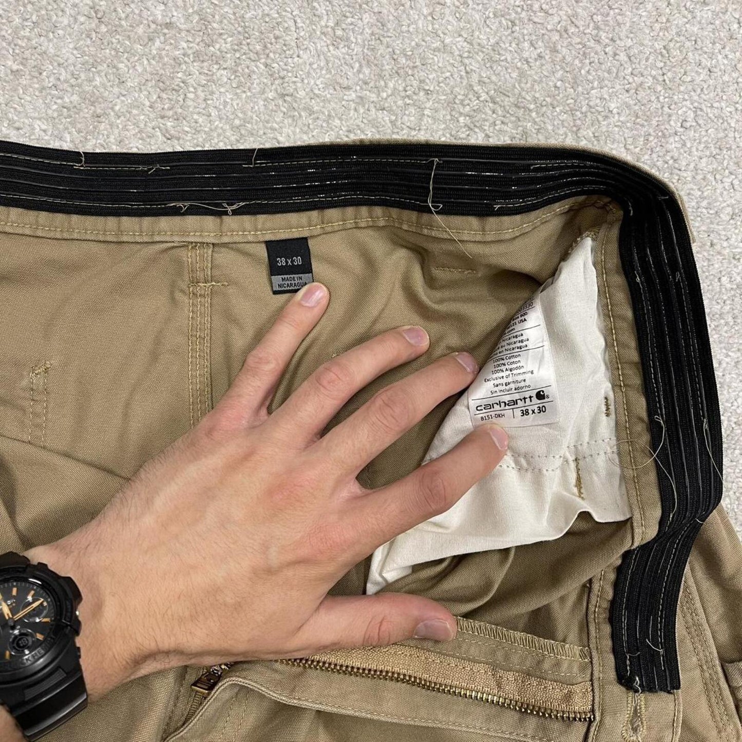Carhartt baggy cargo pants wide leg khaki Loose skate style carpenter work pants