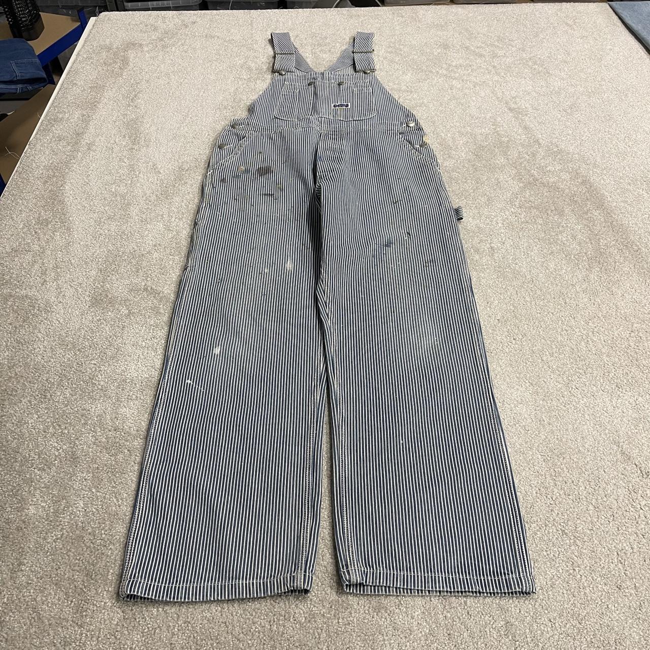 Vintage striped dungarees blue white denim overalls y2k Big Smith workwear bib & brace utility